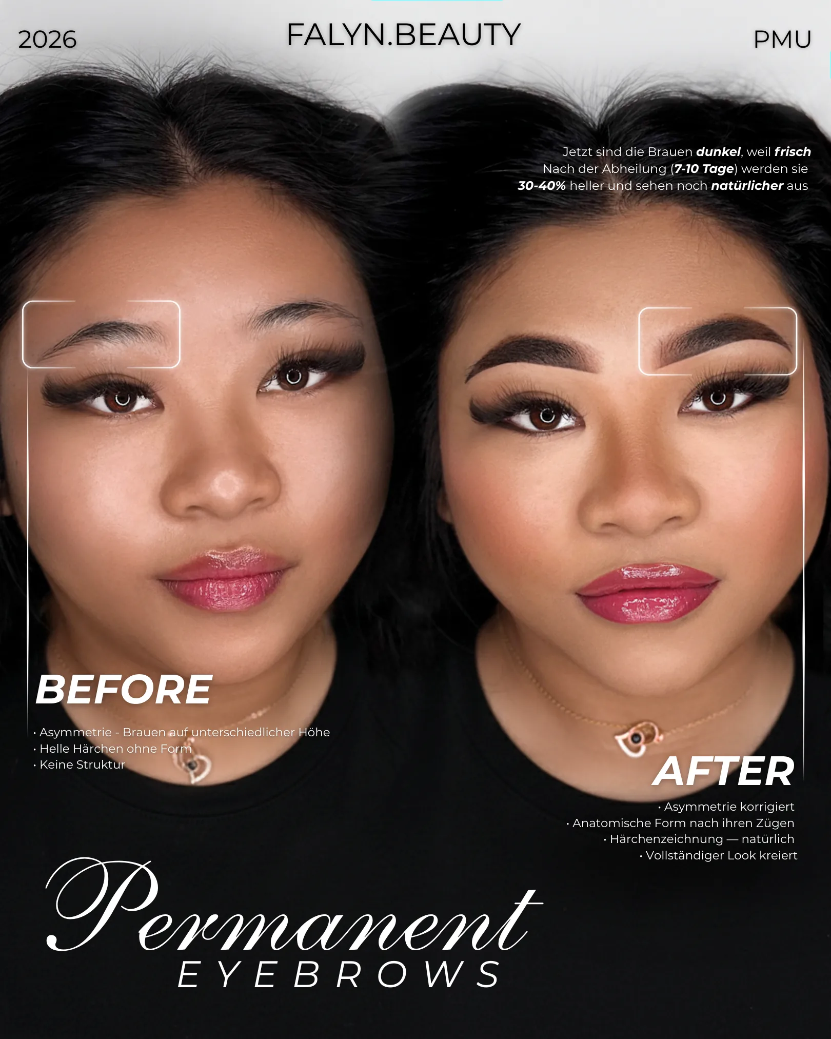 Powder Brows · vorher – nachher Powder Brows vorher und nachher - Permanent Make-up bei FALYN Innsbruck